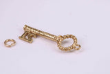 21st Birthday Key Charm, Traditional Charm, Made from Solid Yellow Gold, British Hallmarked, Complete with Attachment Link