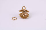 Pearl Shell Clam Charm, Made from Solid Cast Yellow Gold, British Hallmarked, Complete with Attachment Link