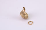 Pearl Shell Clam Charm, Made from Solid Cast Yellow Gold, British Hallmarked, Complete with Attachment Link
