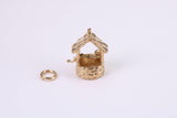 Wishing Well Charm, Made from Solid Cast Yellow Gold, British Hallmarked, Complete with Attachment Link