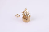 Wishing Well Charm, Made from Solid Cast Yellow Gold, British Hallmarked, Complete with Attachment Link