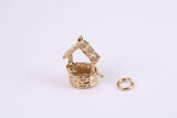 Wishing Well Charm, Made from Solid Cast Yellow Gold, British Hallmarked, Complete with Attachment Link