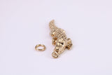 Crocodile Charm, Made from Solid Cast Yellow Gold, British Hallmarked, Complete with Attachment Link