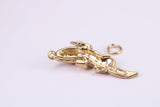 Crocodile Charm, Made from Solid Cast Yellow Gold, British Hallmarked, Complete with Attachment Link