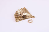 Oriental Fan Charm, Traditional Charm, Made from Solid Yellow Gold, British Hallmarked, Complete with Attachment Link