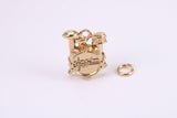 Drum Set Charm, Made from Solid Cast Yellow Gold, British Hallmarked, Complete with Attachment Link