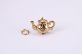 Tea Pot Charm, Made from Solid Cast Yellow Gold, British Hallmarked, Complete with Attachment Link