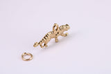 Tiger Charm, Made from Solid Cast Yellow Gold, British Hallmarked, Complete with Attachment Link