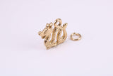 Chinese Dragon Charm, Made from Solid Cast Yellow Gold, British Hallmarked, Complete with Attachment Link