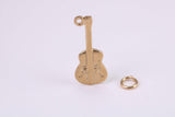 Guitar Charm, Made from Solid Cast Yellow Gold, British Hallmarked, Complete with Attachment Link