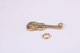 Guitar Charm, Made from Solid Cast Yellow Gold, British Hallmarked, Complete with Attachment Link