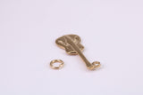 Guitar Charm, Made from Solid Cast Yellow Gold, British Hallmarked, Complete with Attachment Link
