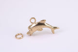 Dolphin Charm, Traditional Charm, Made from Solid Yellow Gold, British Hallmarked, Complete with Attachment Link