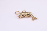 Dolphin Charm, Traditional Charm, Made from Solid Yellow Gold, British Hallmarked, Complete with Attachment Link