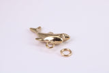 Dolphin Charm, Traditional Charm, Made from Solid Yellow Gold, British Hallmarked, Complete with Attachment Link