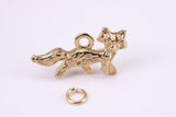 Fox Charm, Made from Solid Cast Yellow Gold, British Hallmarked, Complete with Attachment Link