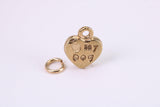 Love My Dog Charm, Made from Solid Cast Yellow Gold, British Hallmarked, Complete with Attachment Link
