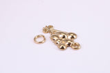 Party Balloons Charm, Made from Solid Cast Yellow Gold, British Hallmarked, Complete with Attachment Link