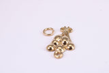 Party Balloons Charm, Made from Solid Cast Yellow Gold, British Hallmarked, Complete with Attachment Link