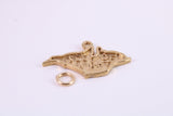 Map of Isle of White Charm, Traditional Charm, Made from Solid Yellow Gold, British Hallmarked, Complete with Attachment Link