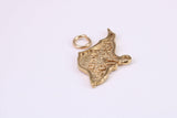 Map of Isle of White Charm, Traditional Charm, Made from Solid Yellow Gold, British Hallmarked, Complete with Attachment Link