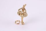 Ballerina Charm, Traditional Charm, Made from Solid Yellow Gold, British Hallmarked, Complete with Attachment Link