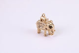 Indian Elephant Charm, Traditional Charm, Made from Solid Yellow Gold, British Hallmarked, Complete with Attachment Link