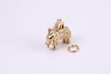 Indian Elephant Charm, Traditional Charm, Made from Solid Yellow Gold, British Hallmarked, Complete with Attachment Link