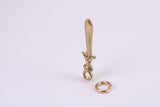 Sword Charm, Traditional Charm, Made from Solid Yellow Gold, British Hallmarked, Complete with Attachment Link