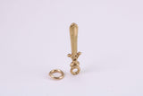 Sword Charm, Traditional Charm, Made from Solid Yellow Gold, British Hallmarked, Complete with Attachment Link