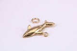Shark Charm, Traditional Charm, Made from Solid Yellow Gold, British Hallmarked, Complete with Attachment Link