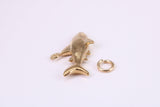 Shark Charm, Traditional Charm, Made from Solid Yellow Gold, British Hallmarked, Complete with Attachment Link