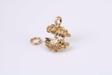 Pearl Shell Clam Charm, Traditional Charm, Made from Solid Yellow Gold, British Hallmarked, Complete with Attachment Link