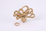 Octopus Charm, Made from Solid Yellow Gold, British Hallmarked, Complete with Attachment Link
