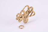 Octopus Charm, Made from Solid Yellow Gold, British Hallmarked, Complete with Attachment Link