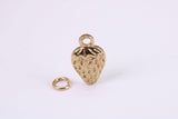 Strawberry Charm, Made from Solid Cast Yellow Gold, British Hallmarked, Complete with Attachment Link