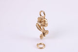 Rose Flower Charm, Made from Solid Yellow Gold, British Hallmarked, Complete with Attachment Link