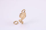 Rose Flower Charm, Made from Solid Yellow Gold, British Hallmarked, Complete with Attachment Link