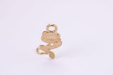 Rose Flower Charm, Made from Solid Yellow Gold, British Hallmarked, Complete with Attachment Link