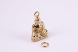 Buddha Charm, Traditional Charm, Made from Solid Yellow Gold, British Hallmarked, Complete with Attachment Link