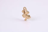 Clover Leaf Charm, Made from Solid Yellow Gold, British Hallmarked, Complete with Attachment Link