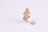 Clover Leaf Charm, Made from Solid Yellow Gold, British Hallmarked, Complete with Attachment Link