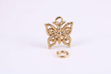 Butterfly Charm, Made from Solid Yellow Gold, British Hallmarked, Complete with Attachment Link