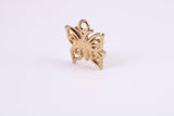 Butterfly Charm, Made from Solid Yellow Gold, British Hallmarked, Complete with Attachment Link