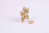Butterfly Charm, Made from Solid Yellow Gold, British Hallmarked, Complete with Attachment Link