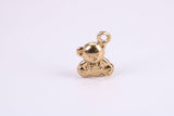 Teddy Bear Charm, Made from Solid Cast Yellow Gold, British Hallmarked, Complete with Attachment Link