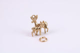 Deer and Fawn Charm, Traditional Charm, Made from Solid Yellow Gold, British Hallmarked, Complete with Attachment Link