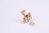 Deer and Fawn Charm, Traditional Charm, Made from Solid Yellow Gold, British Hallmarked, Complete with Attachment Link