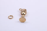 Wine Goblet Charm, Made from Solid Cast Yellow Gold, British Hallmarked, Complete with Attachment Link