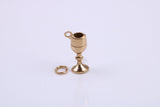 Wine Goblet Charm, Made from Solid Cast Yellow Gold, British Hallmarked, Complete with Attachment Link